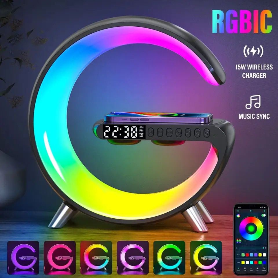 Lampara G Con Altavoz Y Luz RGB, Carga Inalámbrica Ideal para iPhone
