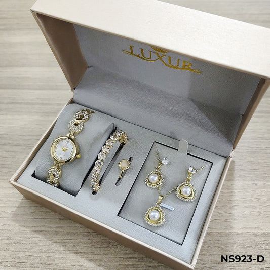LUXUR DORADO ACCESORIOS + ESTUCHE DAMA